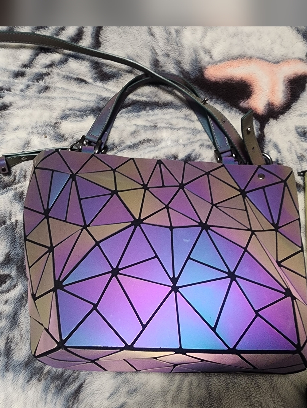 Iridescent Geometric Tote Bag - Purple/Blue